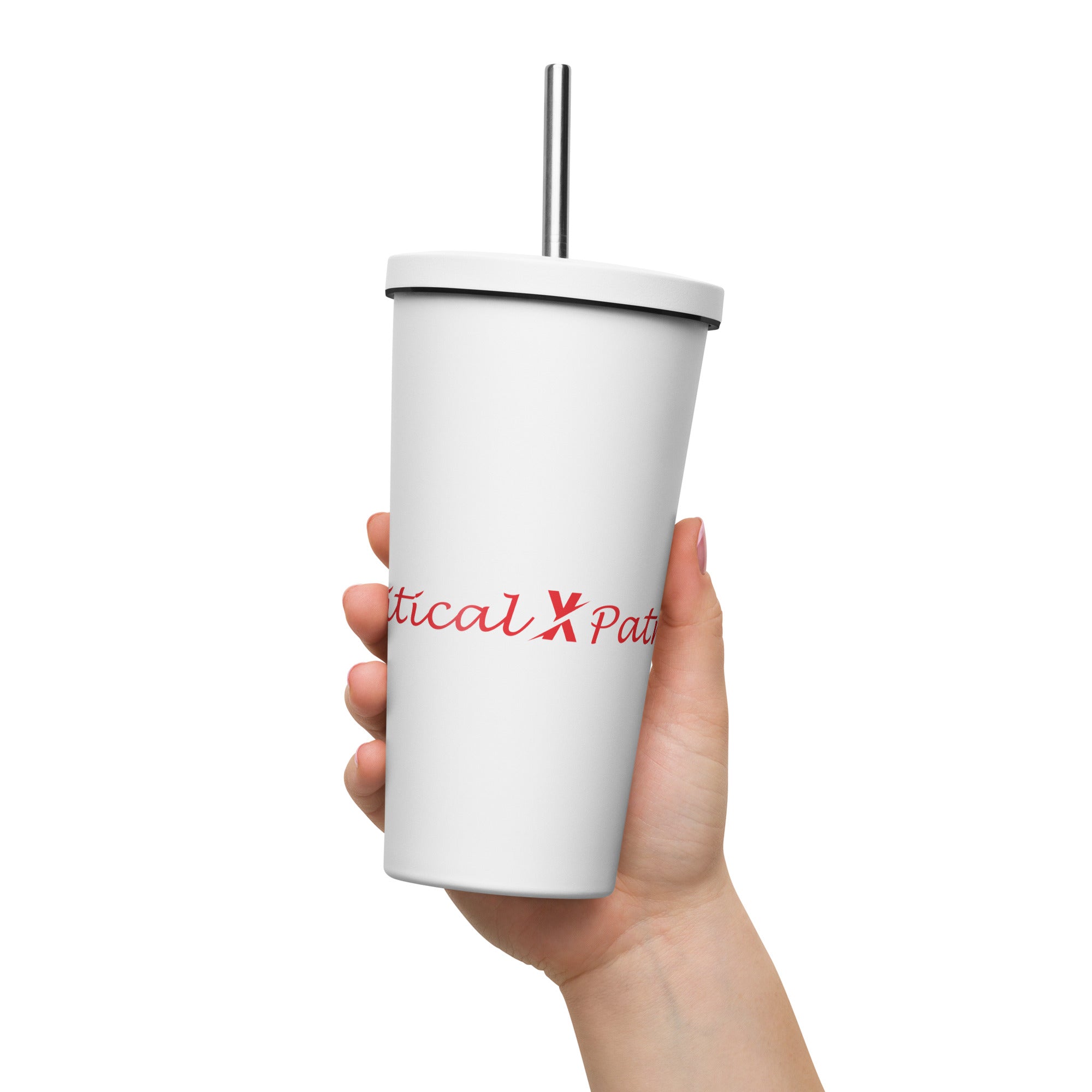 Insulated tumbler with a straw