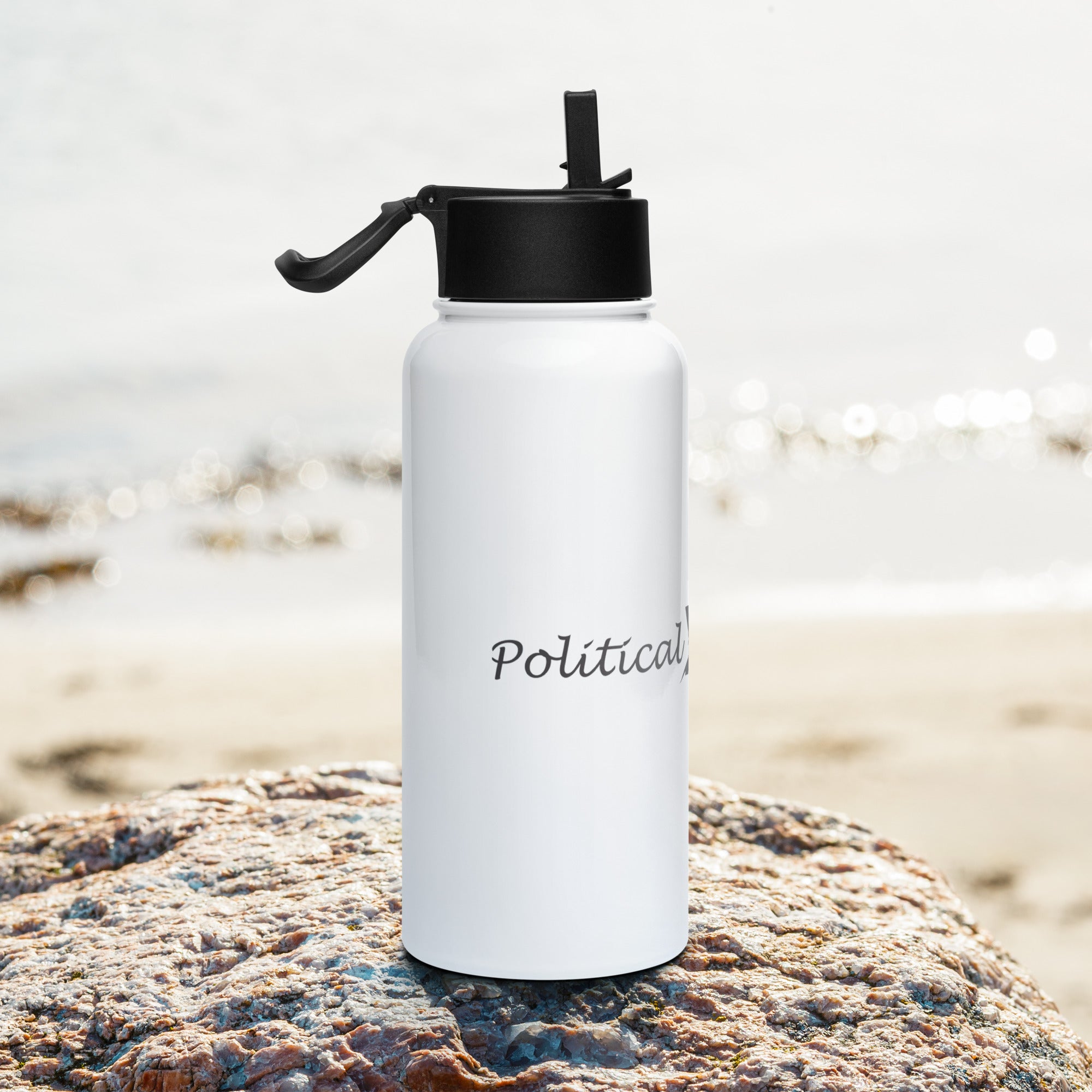 Stainless steel water bottle with a straw lid